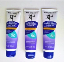 Big Daddy's  Ultra SUNSCREEN Lotion,  50 SPF, 3oz.tubes  you get 3 tubes new