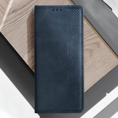 Étui à Clapet Rabattable Pour Sony Xperia 5 V - Cuir Synthétique Bleu - Anti-chocs, Avec Compartiment Carte