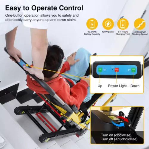 Electric Elderly Stair Lifting Chair Motorized Climbing Wheelchair with Battery - Imagen 9 de 17