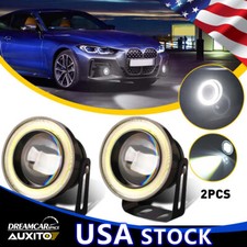 2x 3.5 Inch Projector Cob Led Fog Lights Angel Eyes Halo Ring Drl Driving Lamp