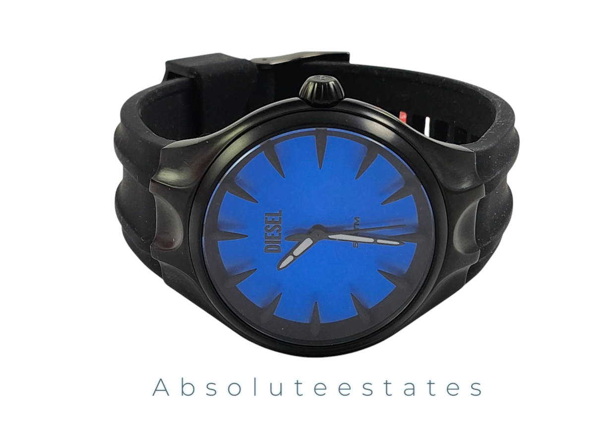 NEW Diesel Streamline Black & Blue Silicone Mens Watch DZ2203 NIB 
