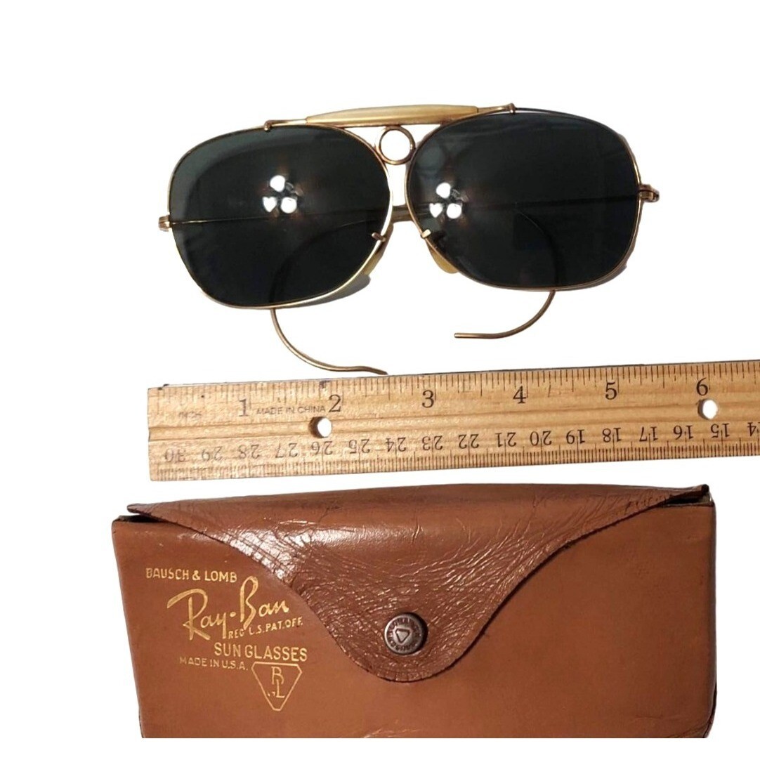 【希少】70s.80sRay-Ban USA アビエーター型 ケース付き 1970s Ray Ban Sunglasses Men's Aviator Gold Original Case