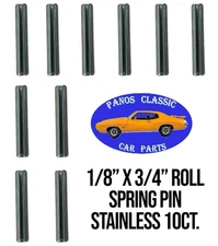 1/8" x 3/4" Roll Spring Tension Pin Fastener Slotted Stainless Steel 10pcs #882