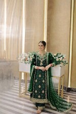 Pakistani Green Embroidered Suit Ready To Wear Wedding Party Salwar Kameez