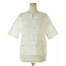 Mina Perhonen Garden Patchwork Half Sleeve Blouse White/Gray Size 40 Used