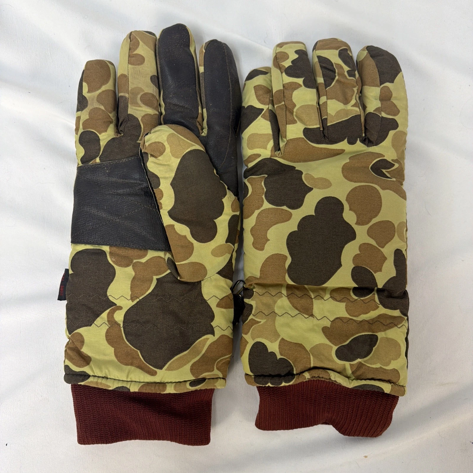 VINTAGE GORE TEX THINSULATE DUCK CAMO INSULATED WATERPROOF GLOVES LEATHER