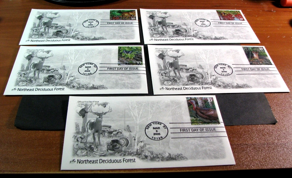 US Stamp FDC Scott# 3899a-j Northeast Deciduous Forest 2005 Used L760 - Image 2 of 2