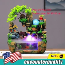 Indoor Water Fountain With Led & Mist Resin Rockery Waterfall home decor Art Dec