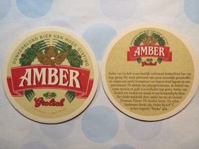 Beer Brewery Pub Coaster  ~ GROLSCH Donkerblond Bier ~ Enschede, The NETHERLANDS