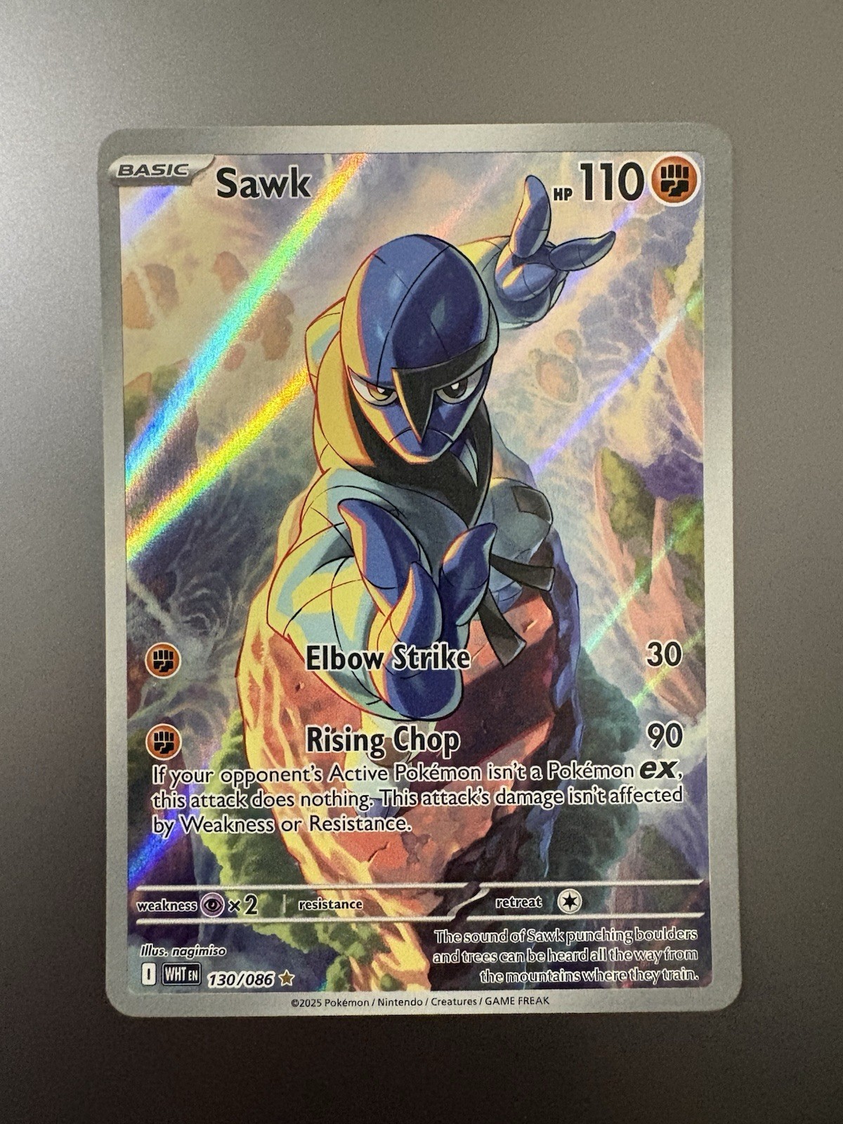 Sawk 130/086 Illustration Rare White Flare Pokemon Holo Near Mint