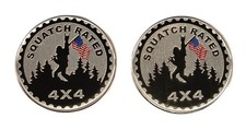 Two Squatch Rated 4x4 Metal Round Badges Fender Emblem For Jeep Wrangler Bigfoot