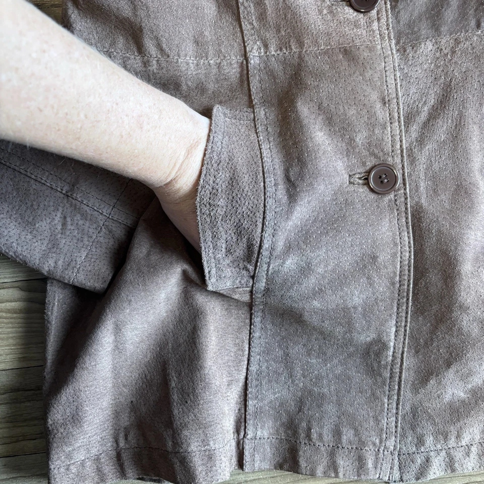 Vintage Women’s Brown Suede Jacket Blazer Size Large Distressed 90's Y2K Western - Image 3 of 4