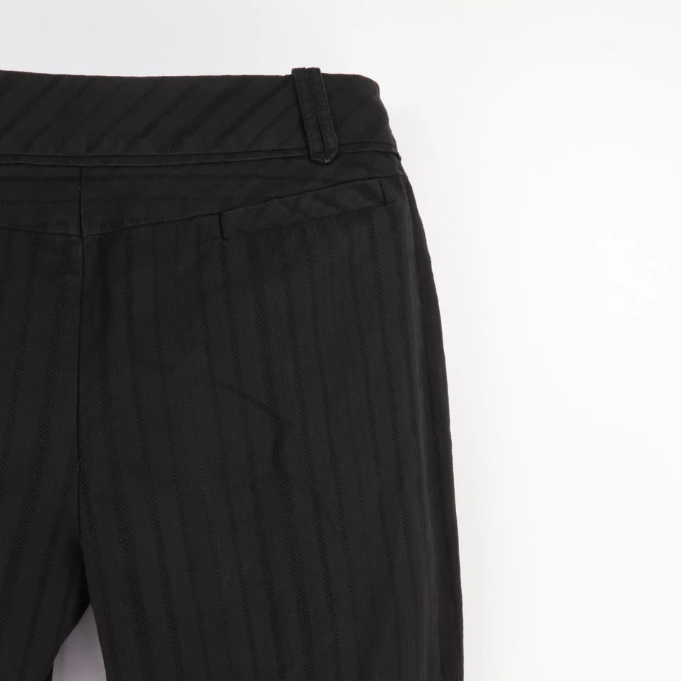 Pantalones de vestir Nine & Company para mujer talla 14 negros a rayas 100 % algodón bolsillos Foto 4 de 4