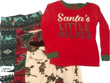 4 PC Lot Boys Sz 6 PJ Pajamas Bundle Winter Santa Batman Dino GUC