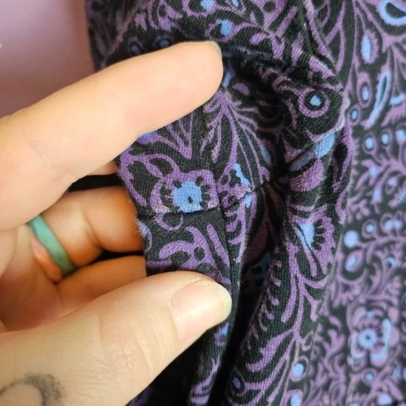 Patagonia Margot Long Sleeve Purple Floral Organic Cotton Dress Size Medium - Image 4 of 4