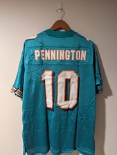 Reebok NFL Equipment Chad Pennington Miami Dolphins Jersey Men's Large Aqua