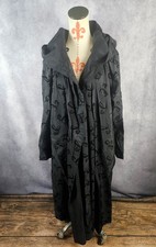 Vintage Cape Cloak Coat Hooded Reversible Solid Black  Black Velvet Hearts
