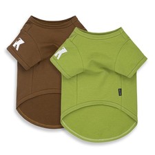 Dog Shirts 2 Pack Soft Tee Comfortable Pet Clothes for Small Pets Brown Avoc...