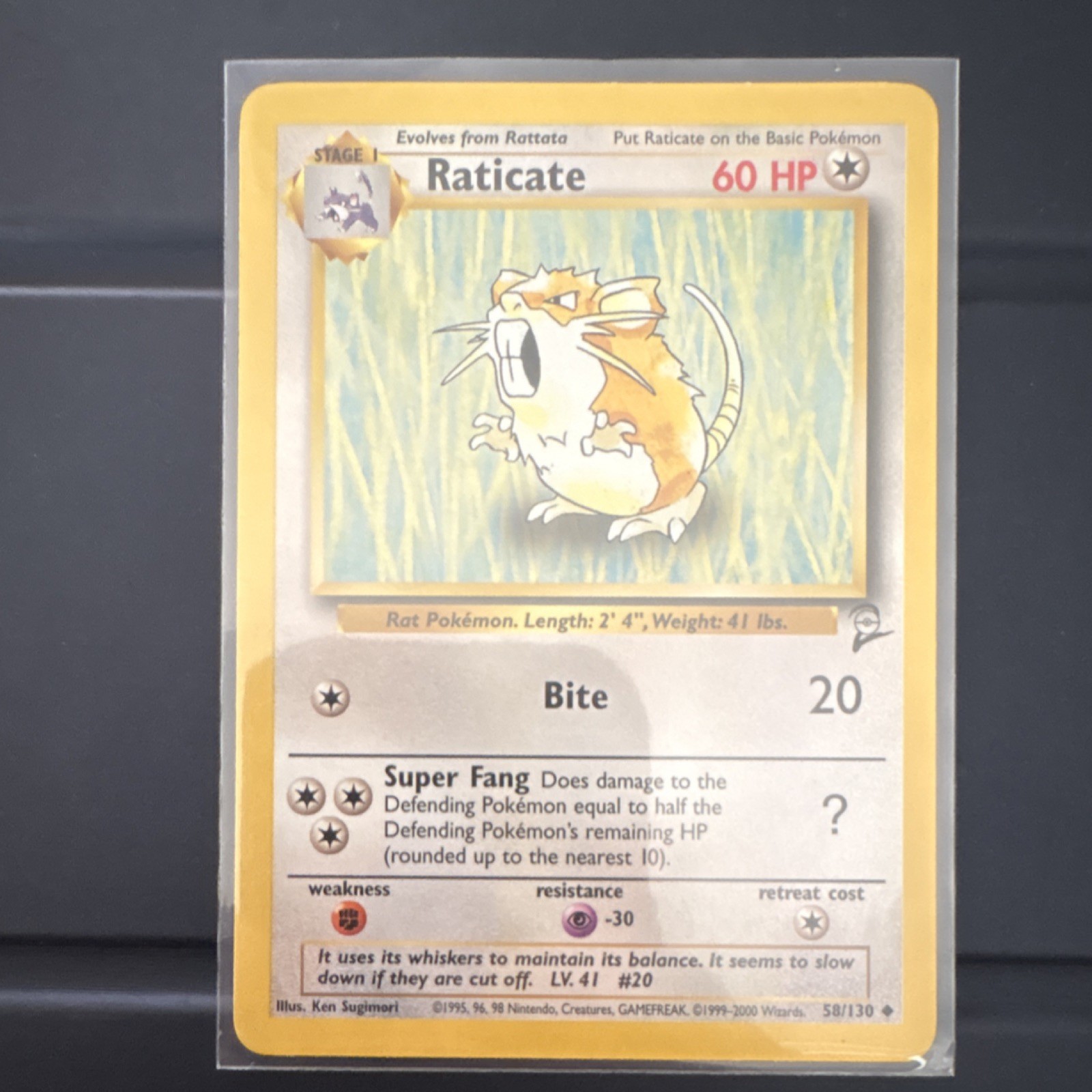 Pokémon Raticate 58/130 Base Set 2 Uncommon Stage 1 Regular 60HP English Card