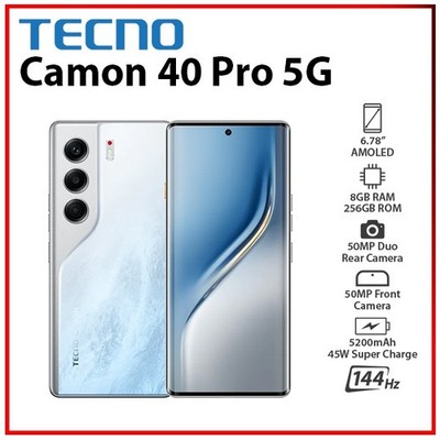 NEW TECNO Camon 40 Pro 5G 8GB+256GB WHITE Dual SIM Unlocked Android Mobile Phone