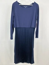 SOFT SURROUNDINGS NWT Cassandra Shift Maxi Pleated Size XL Navy Women Dress