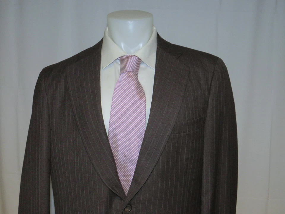 Paul Stuart Vintage Custom Made Brown Striped Two Button Suit 42R - Image 4 of 4