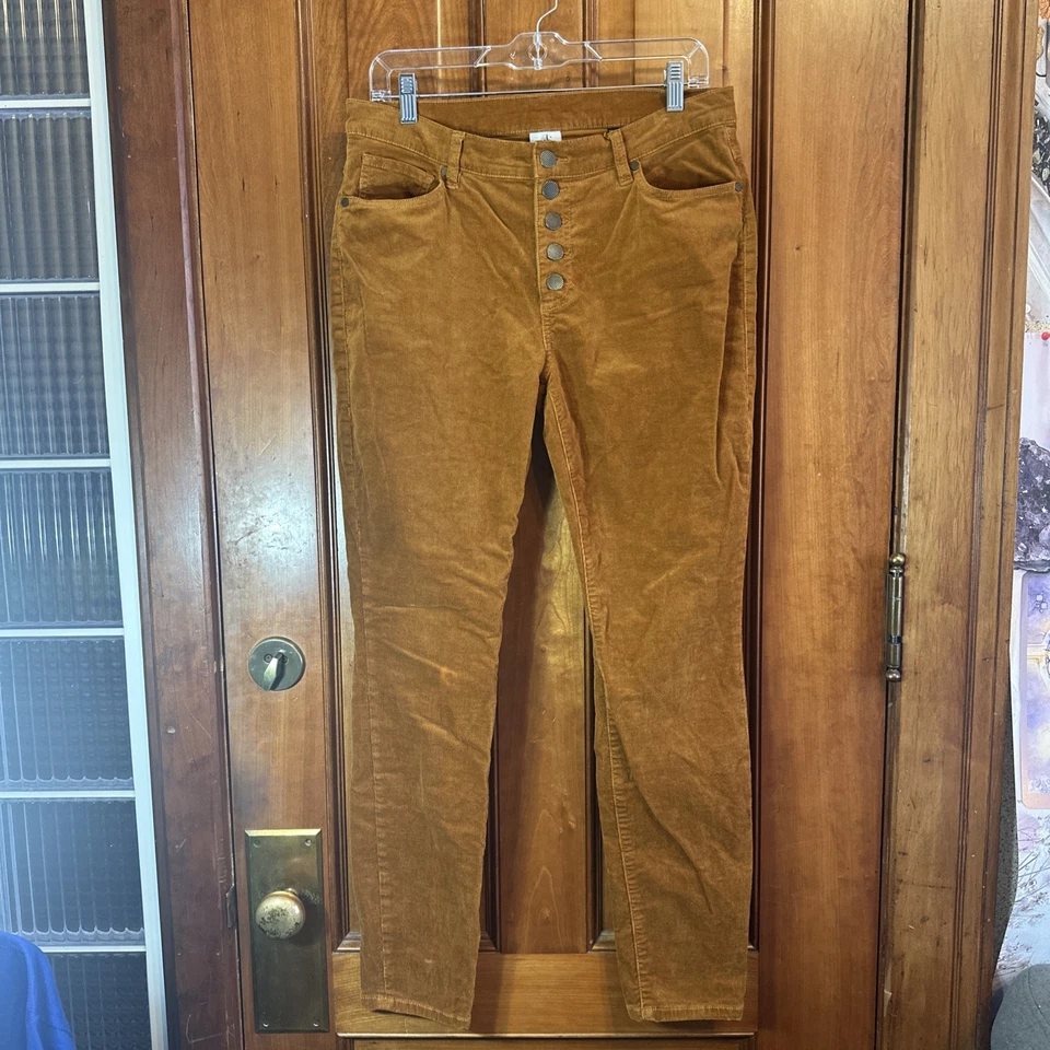 Pantalones ajustados Cabi para mujer 8 óxido micro pana botón mosca elástico Foto 2 de 4