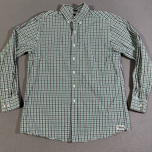 Tommy Hilfiger Button Down Shirt Adult 16 34-36 Green Long Sleeve Mens Casual