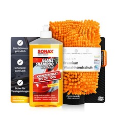 SONAX Wasch Set Glanz Shampoo Konzentrat + Chenille Waschhandschuh (2-teilig)