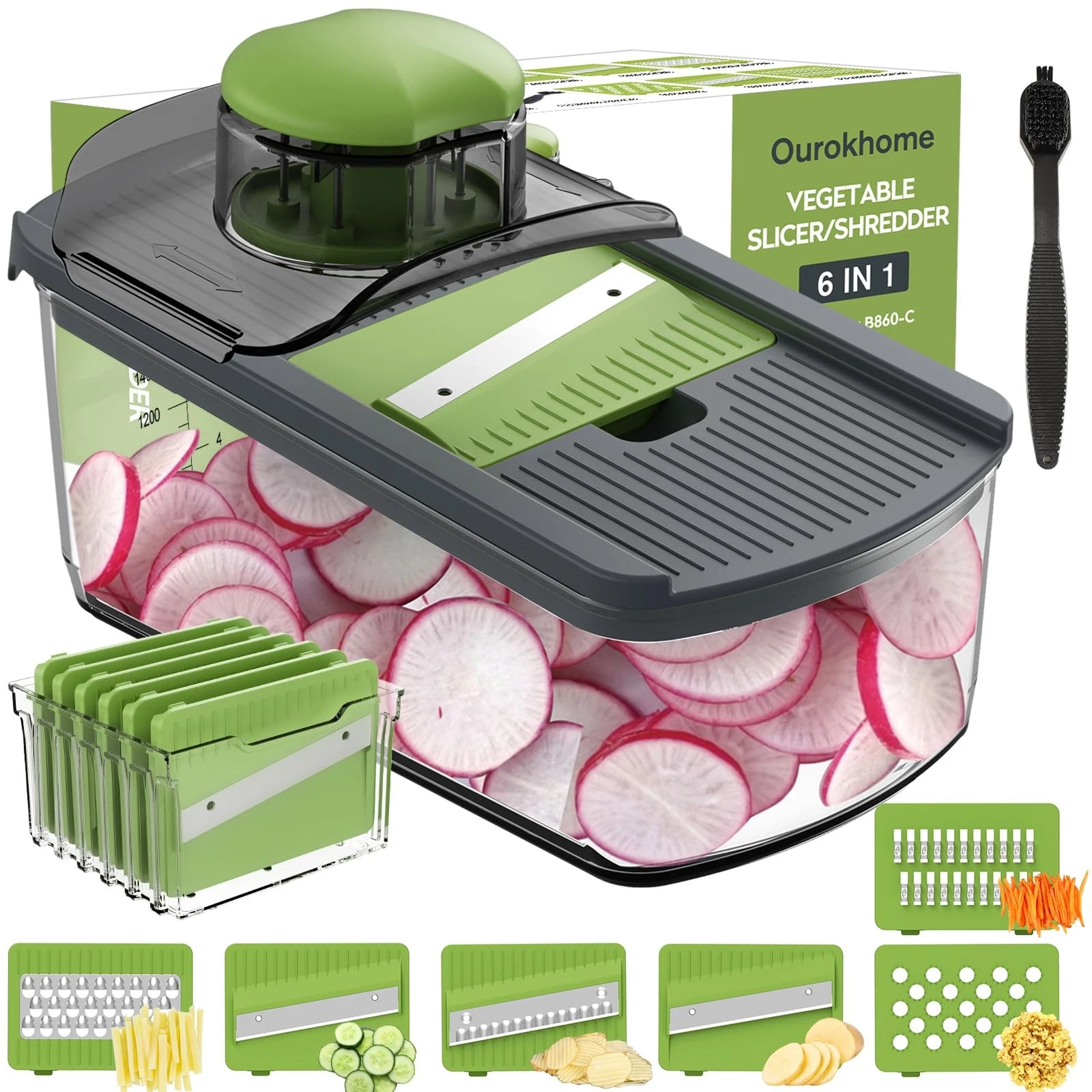Mandolin Slicer for Kitchen Food, Hand Safe Vegetable Shredder with 6 Mandoli...