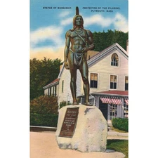 Statue of Massasoit Plymouth Mass. Postcard 2R4-161