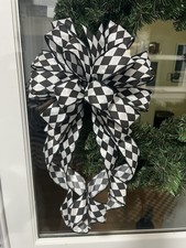 Handmade Black White Harlequin Check Diamond Easter Christmas Spring Fall Bow