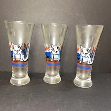 Vintage 1987 Bud Light Spuds Mackenzie Fluted Beer Glass Set Of 3 Hockey USA