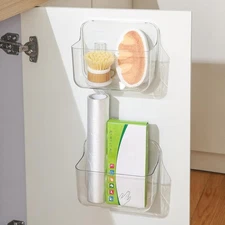 2 Pack Adhesive Cabinet Door Organizer, Compact Kitchen Under Sink Organizer, Cl