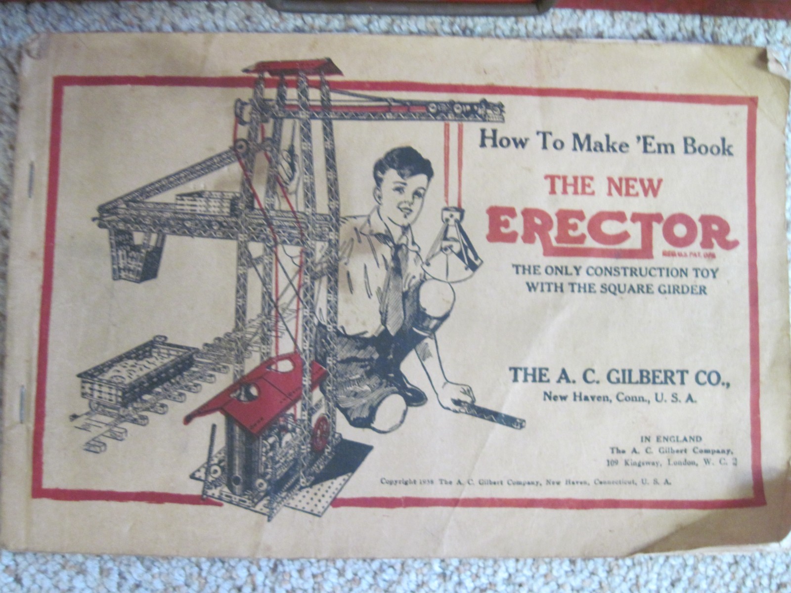 VINTAGE 1938 ERECTOR SET 8 1/2 BUILDS GIANT FERRIS WHEEL