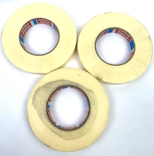 QTY: 3 Tesa 4289 Heavy Duty Tensilised Strapping Tape 3/4" x 60 yds, Yellow