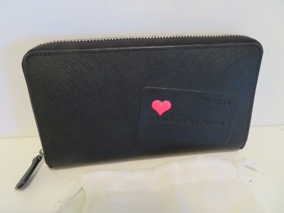 PINKO BLACK Bi-fold Large Wallet Clutch  Bag Dust Bag  7 1/2 inches