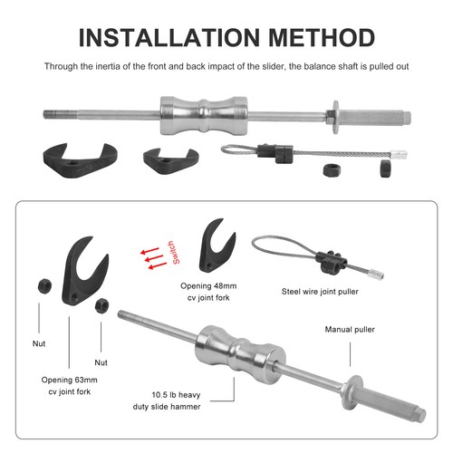 Inner CV Joint Puller Slide Hammer Front Wheel Drive Axle Half Shaft Removal Set - Picture 3 of 10