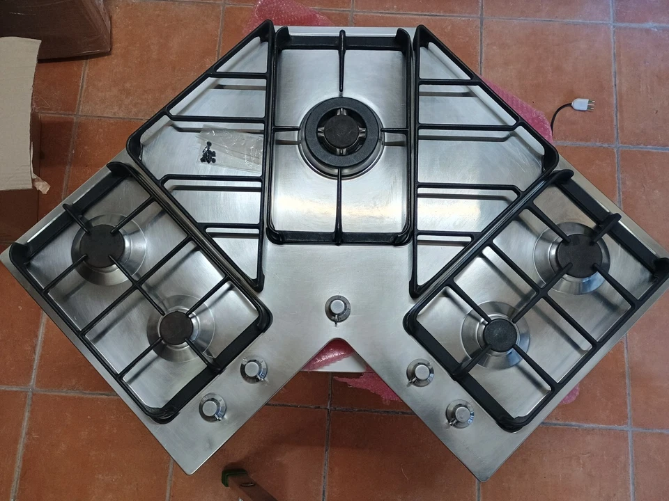 Foster Angolare 7038 052 83cm Piano Cottura a Gas 5 Zone - Argento - Immagine 4 di 4