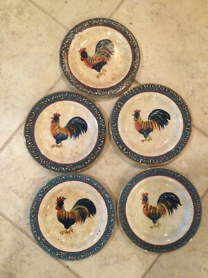 5-Noble Excellence ROOSTER CAFE Salad Plates - 8 5/8''  NEVER USED