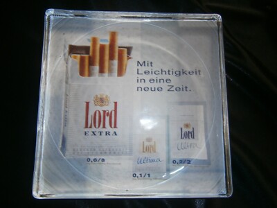 Alter Zahlteller aus Glas, Zigaretten Werbung Reklame Lord-Extra Ultima Ultra