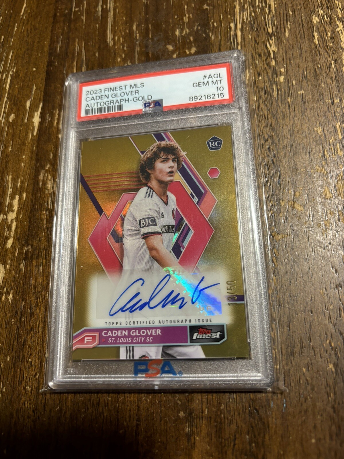 Caden Glover 2023 Topps Finest /50 Gold Auto PSA 10 Rookie Card St. Louis City