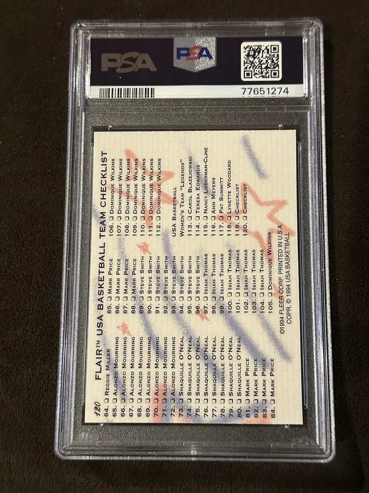 PSA 10 1994 Flair EE. UU. Lista de verificación 64-120 #120 Shaq Thomas Miller Wilkins Baloncesto Foto 2 de 3