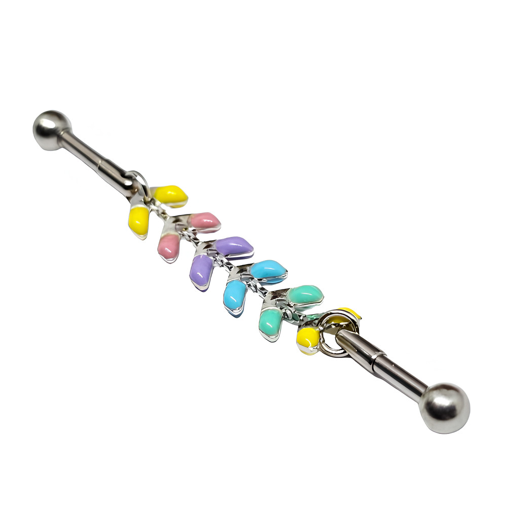 Scaffold Bar Chained Flexible Coloured Arrow Body Piercing Barbell Jewellery Bar