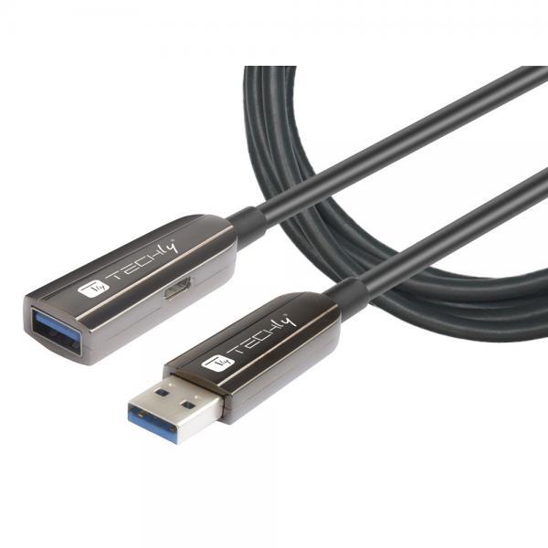 Techly Cavo Ottico Attivo USB 3.2 SuperSpeed Active Optical Cable USB A M/F 30m