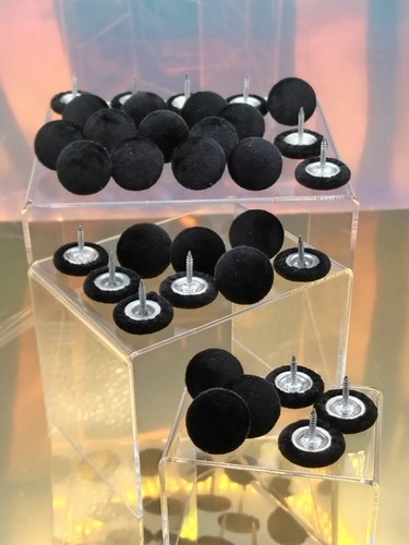 Black Velvet 22mm Top & 19mm Nail Upholstery Buttons 50 in pack - Picture 2 of 6