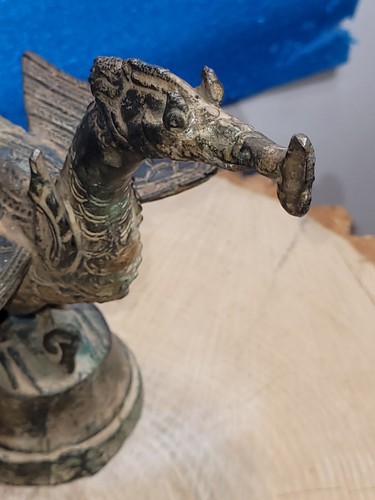 Antiq Suppanahong Mythical Bird Phoenix Statue Thai Bronze 8.5"x 4.5"x 7".OBO - Picture 12 of 24