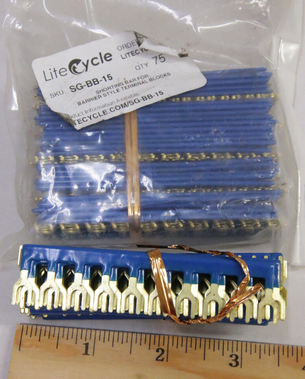 (75) LiteCycle SG-BB-15 15A 120V Busbar for Barrier Style Terminal Blocks - NOS