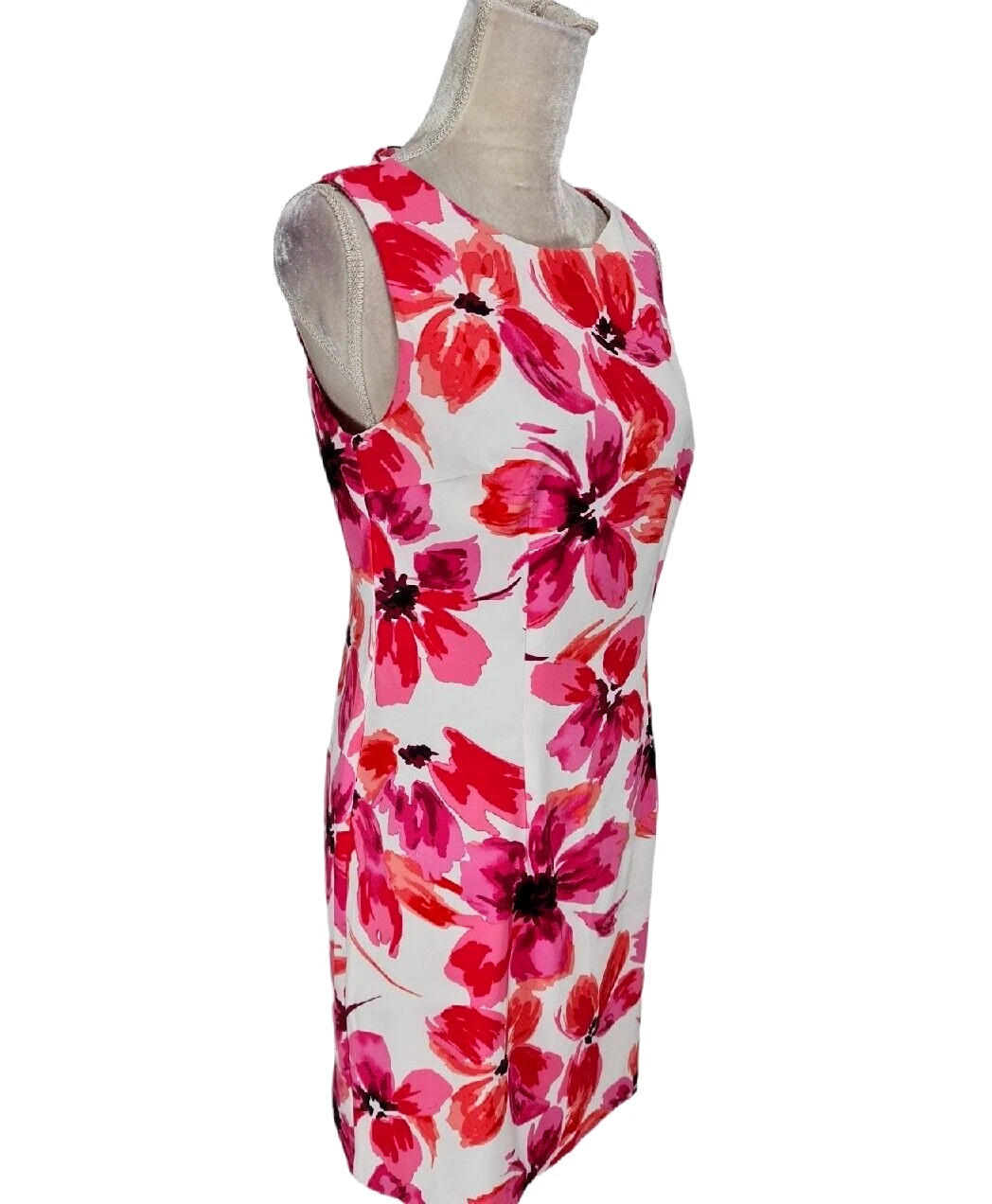 Mini abito da donna ALYX taglia 8 guaina base floreale rosa a vite collo senza maniche