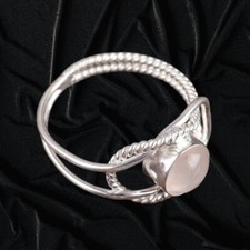 Natural Rose Quartz Gemstone 925 Sterling Silver Jewelry Ring All Size For Gift